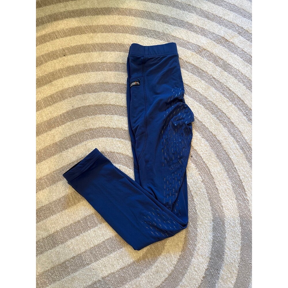 Kerrits Kids Equestrian Breeches sz XL Ice Fil Full Seat Tech Tight Blue Riding